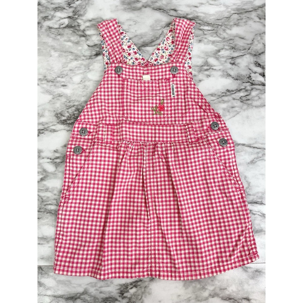 Vintage Oshkosh Girls Picnic Overall Dress Size 2T Vestbak 90's Cottage Core